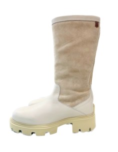 Bota beige combinada piel y serraje Popa