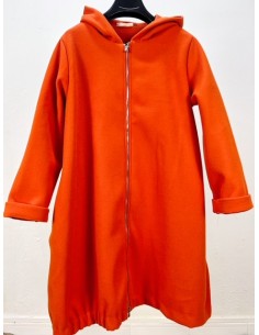 Abrigo de capucha y cremallera naranja