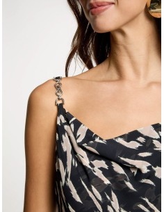 Vestido negro estampado Morgan