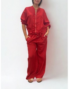 Pantalón de lino rojo